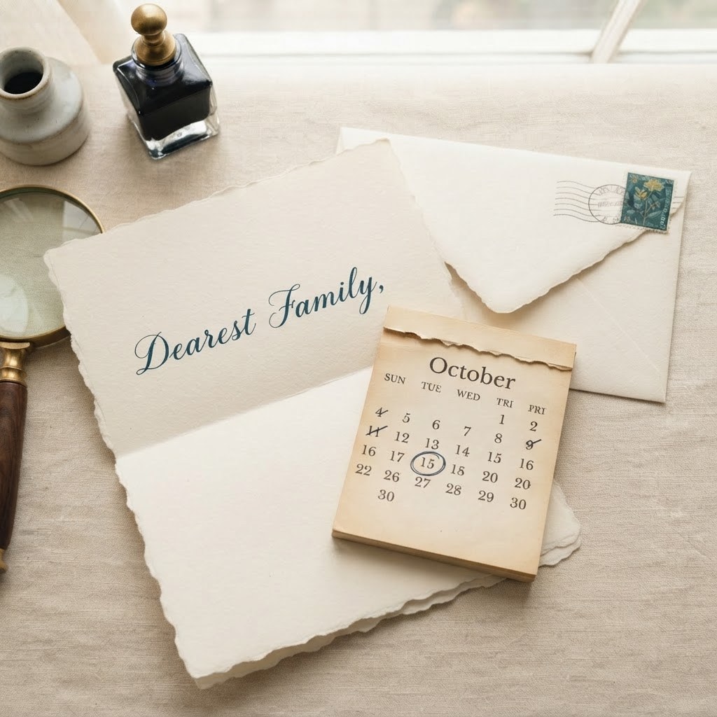 A handwritten letter with a small calendar page and stamp, warm cream palette — Real Ink Letters