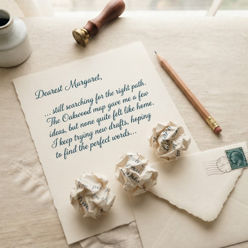 A handwritten letter with a pencil beside paper drafts, warm cream palette — Real Ink Letters
